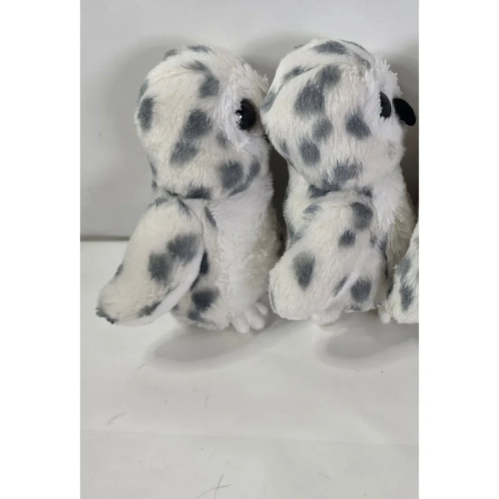 Lot of 2 Aurora Snowy Owl Plush Flopsie Stuffed Animal White Spotted Bird 8